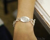 oval links toggle clasp charm engraved bracelet THE TAYLOR