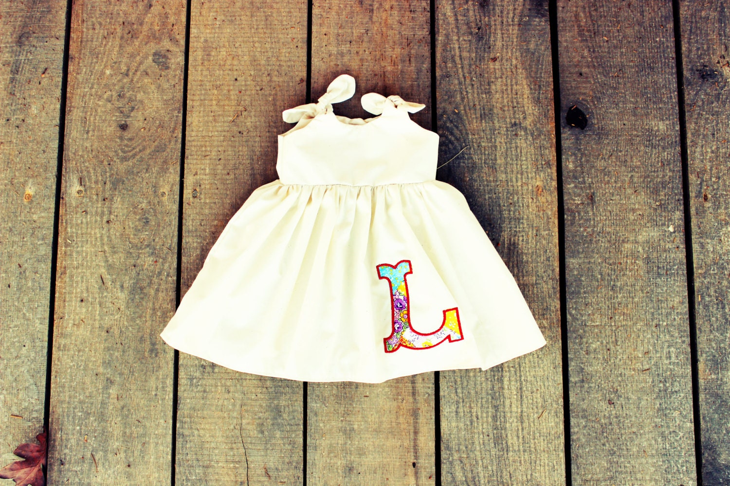 Letter Applique knot dress patchwork initial Easter Dress size newborn,0-3 months,3-6 months, 6-12, 12-18 , 18-24 months coming home outfit