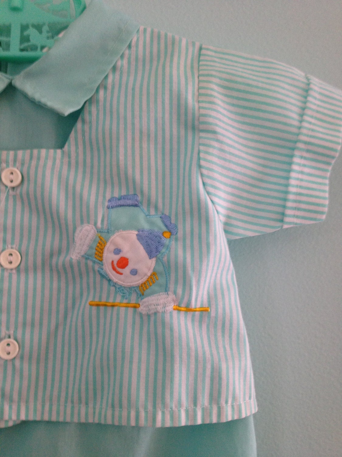 SALE Vintage Aqua Clown One Piece 6-9mo