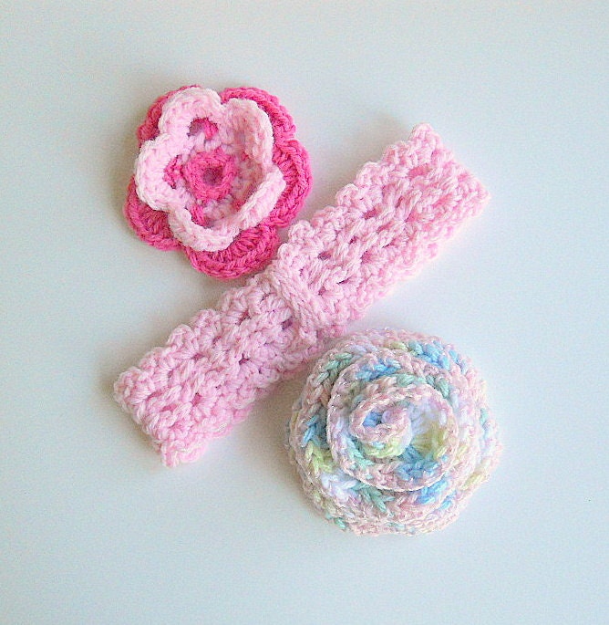 Girl Pink Headband Set Baby Pastel Hairclips 1 -  2 Years Old  Rose Brooch Light Flower Hair Clip Pin Children Photo Prop Hairband
