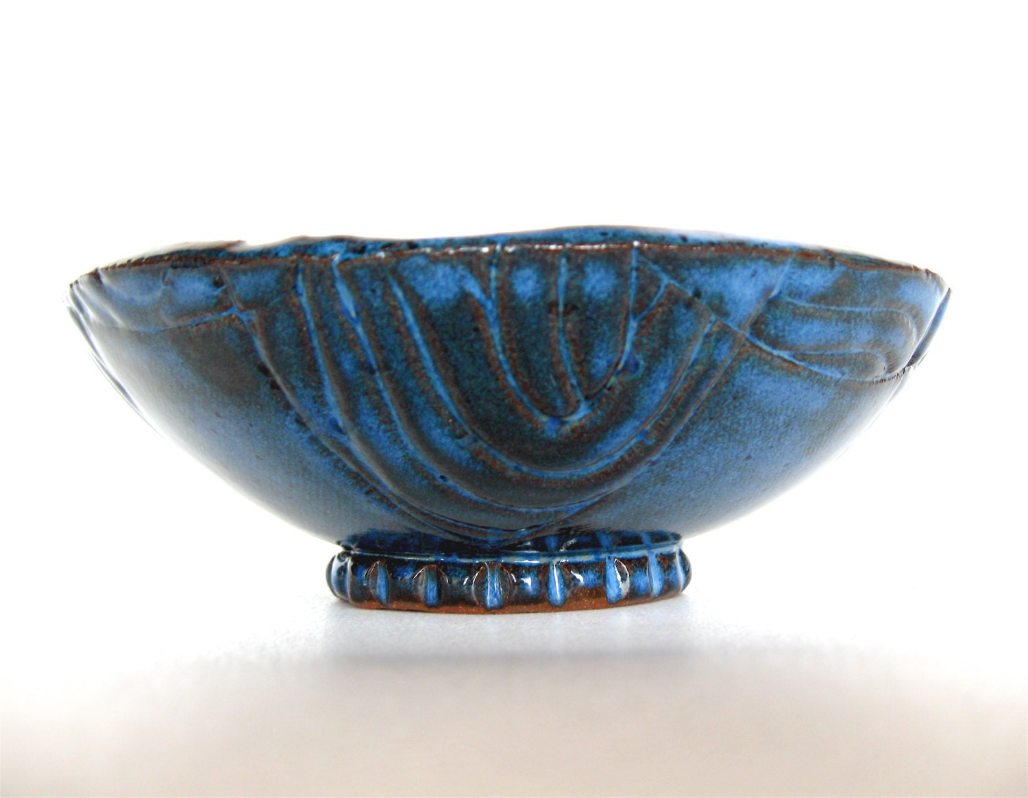 Ceramic Bowl, handmade modern stoneware pottery art rice bowl in electric blue azure, houseware dining serving