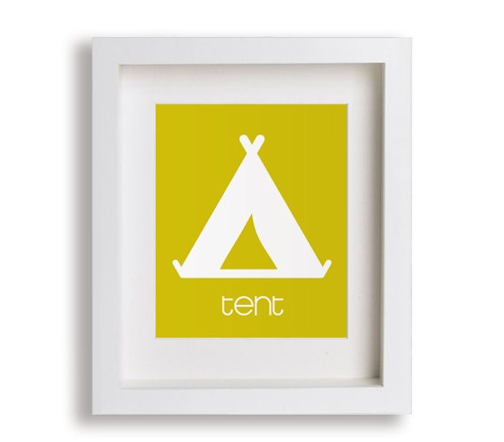 Baby's First Art Print - Tent 8x10 - Children Decor, Nursery Decor, Teepee, Nursery Wall Art, Kids Room Art, Playroom Decor, Camping, Summer