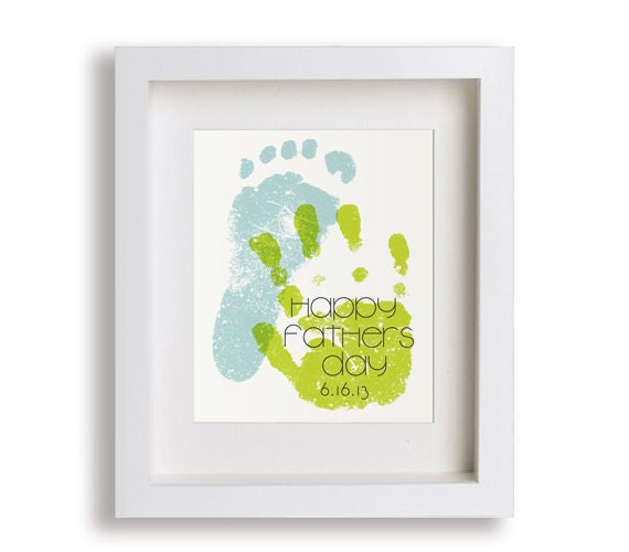 Father's Day Art Print - Personalized Hand and Foot Prints - Gift Idea, Personalized Fathers Day Gift, Gift for Dad, Hand Print, Foot Print