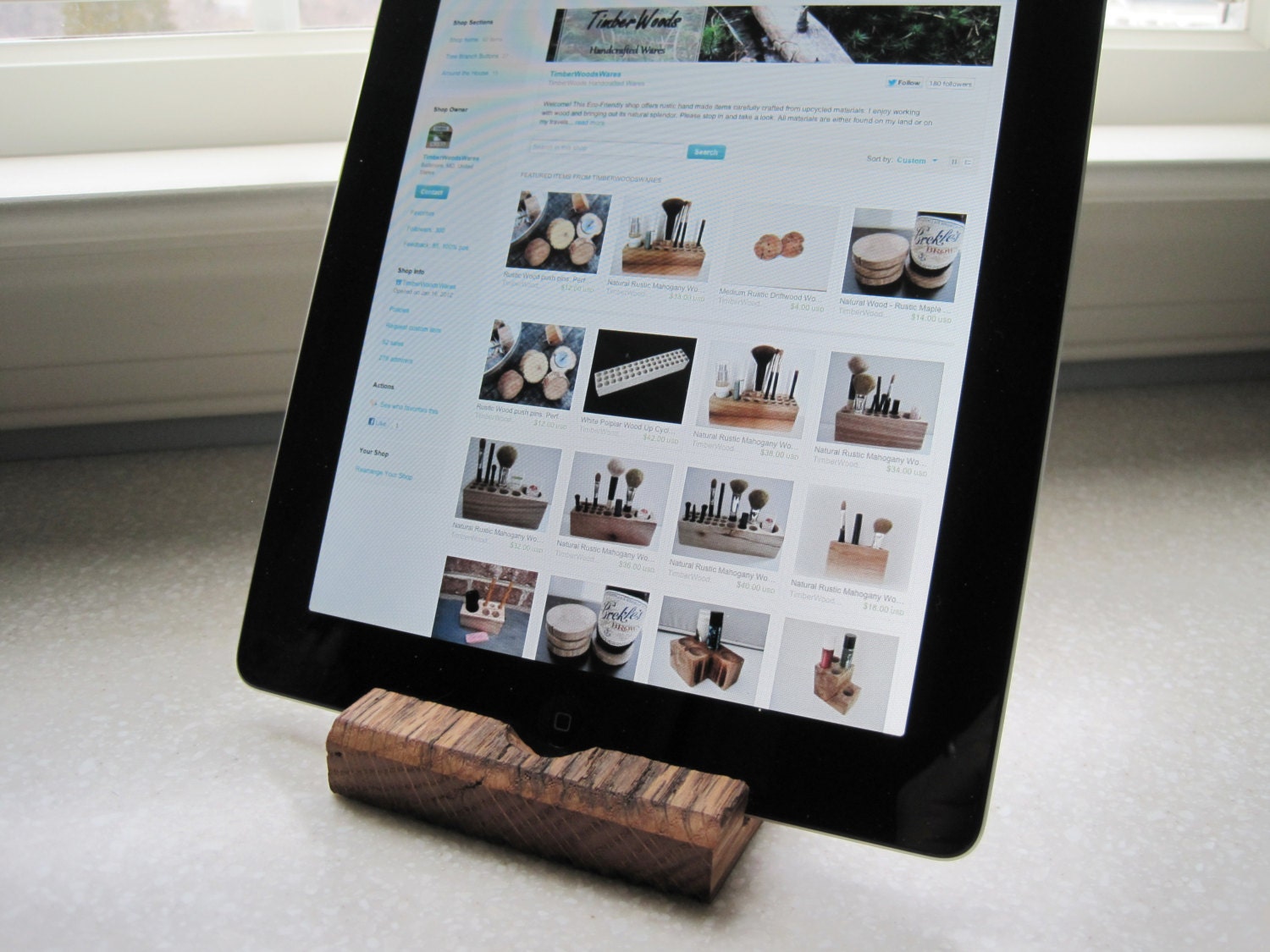 iPad Stand - Reclaimed Wood Oak Fence Board Rustic Wooden ipad Holder Stand