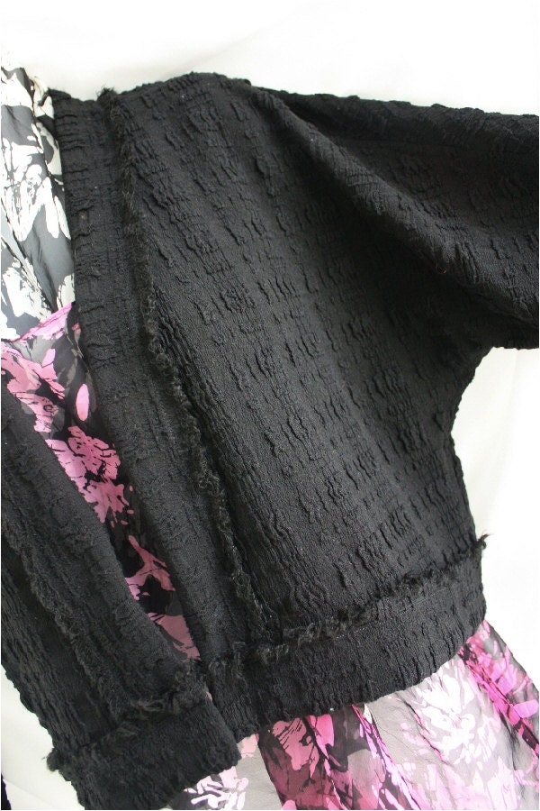 NEW Womens black jacket, clothing, cropped, spring, upcycled fabric, unique