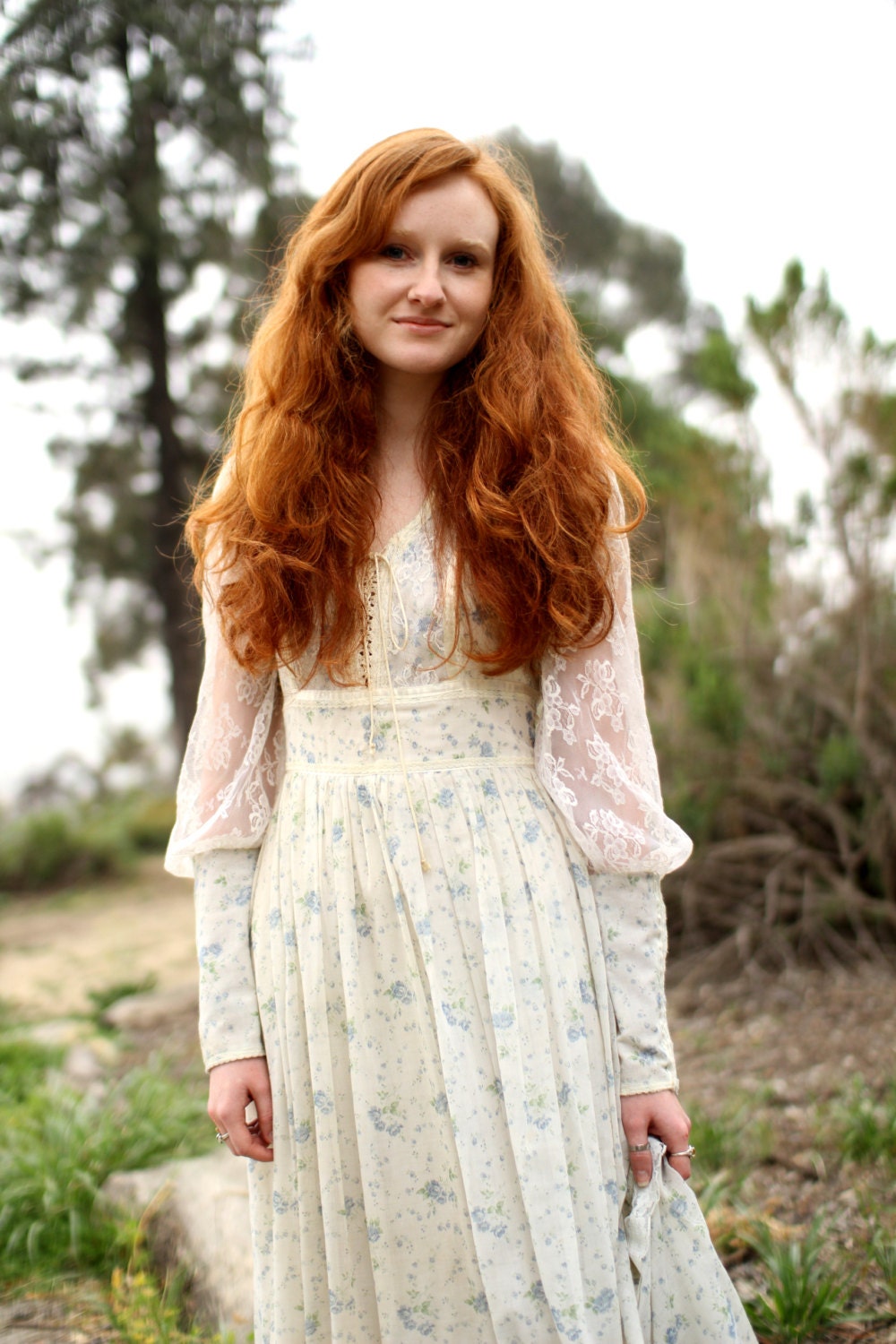 Gunne Sax Max cotton floral maxi dress by Jessica Mc Clintock- 1960s