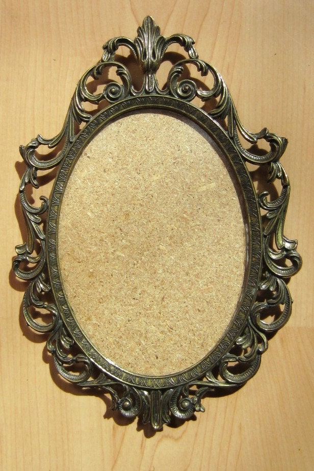 Vintage Ornate Brass Frame with Concave Glass-Made in Italy- Oval Frame 7 x 5 Photo