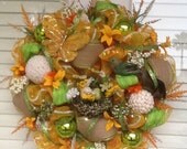 Summer/Spring Deco Mesh Wreath With Burlap