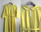 Vintage Yellow Daisy Peter Pan Collar Dress - 1960s