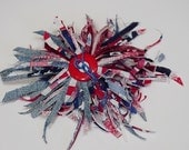 Tattered Patriotic Flower Corsage Original Western Cowgirl Pin Shabby Frayed Brooch itsyourcountryspirit