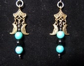 turquoise and moons earrings