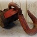 antique double wheel wooden pulley / cast iron red hook / modern farmhouse primitive / home & garden / urban loft