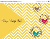 Happy Weekend 3- Piece Etsy Shop Banner Set Colorful Yellow Chevron  No.107
