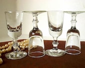 Vintage set of FOUR cordial liqueur aperitif shot stemware stemmed glasses pressed glass Retro 4 sets available
