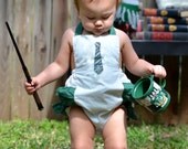 CUSTOM Harry Potter Ruffle Bubble Romper - Geek-a-bye Baby Clothing - Literary Geek - Handmade - Available in Many Sizes, Snap Crotch