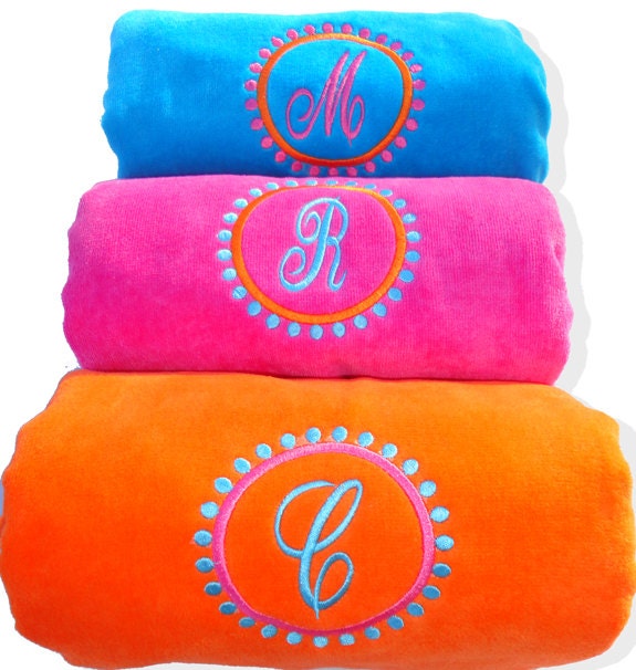Monogrammed Beach Towel Premium Quality Velour