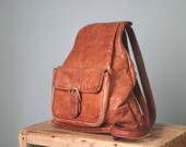 Vintage Tan Leather Rucksack Backpack 90s by East West