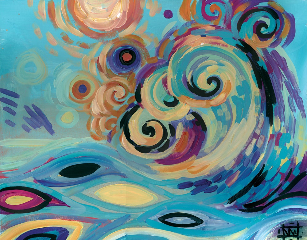 Contemporary Modern Abstract SURF Ocean Coastal ART Painting ORIGINAL by Natasha Wescoat
