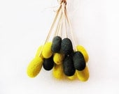 green yellow  Natural home decor,  Organic Dyed Silk Cocoons,  green vase filler, yellow, 15 Pieces