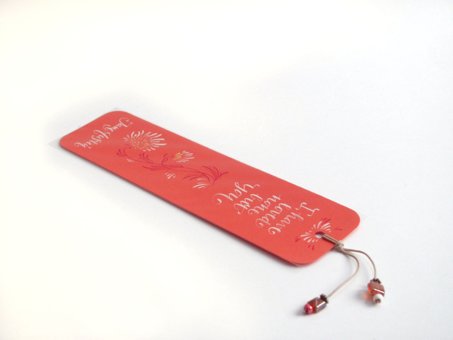 Jane Austen orange  bookmark, with handwritten calligraphy - Captain Wentworth's letter