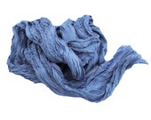 Teal Asphalt - teal, grey, bluish grey color silk ruffled scarf