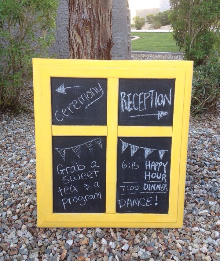 R U S T I C // Yellow Chalkboard Wedding or Kitchen decor Menu To do list Grocery Memo unique mustard Outdoor backyard nursery vintage