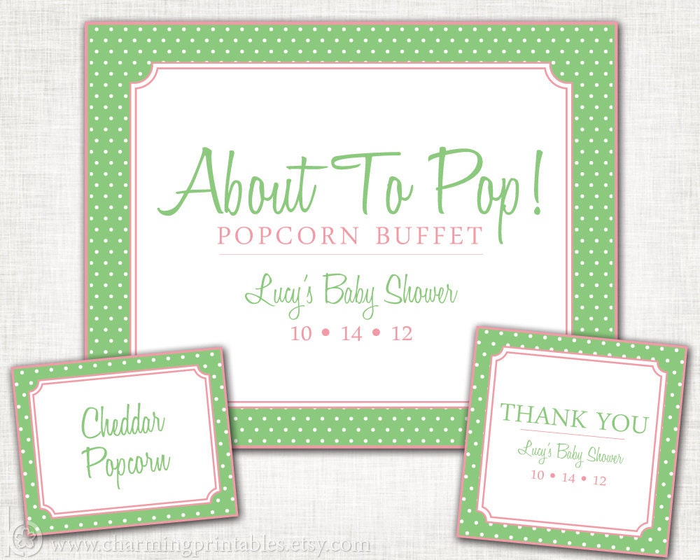 Popcorn Buffet Set - Printable PDF Files - Sign Tag and Labels for Popcorn Candy Ice Cream Buffet - Bridal or Baby Shower Birthday Wedding Il_570xn