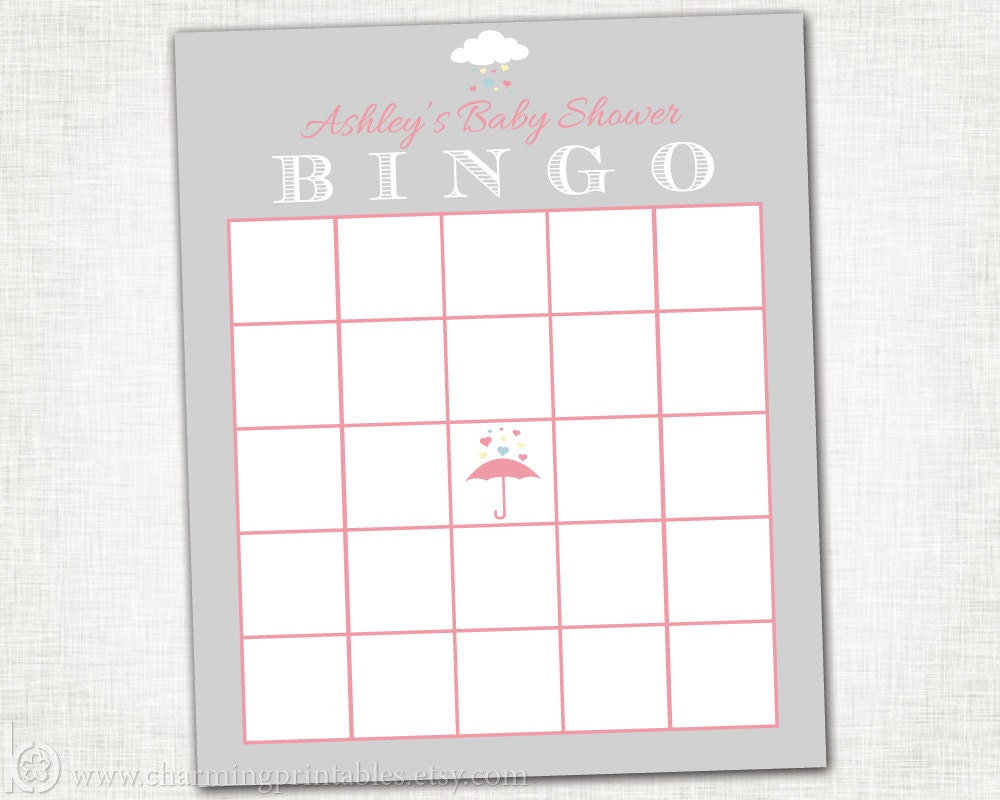 Rain Shower Baby Shower Bingo Girl - PRINTABLE Bingo Card - DIY Digital File - Baby Shower Bingo - Rain Shower Collection Il_570xn
