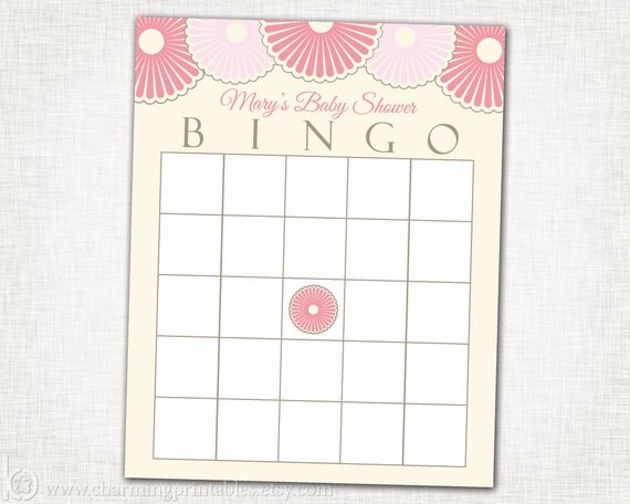 Baby Shower Bingo Girl - PRINTABLE Bingo Card - DIY Digital File - Bingo Card - Vintage Baby Shower Il_570xn