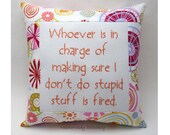 Funny Cross Stitch Pillow, Pink And Orange Pillow, Stupidity Quote, Common Sense