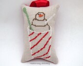 Cross Stitch Christmas Ornament, Hot Chocoate or Latte Snowman Ornament