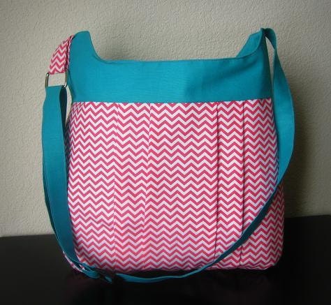 Chevron Bag in hot pink and teal - The Bubble Gum Collection