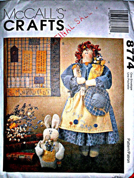 Garden Doll Quilt Wall Hanging and Bunny Rabbit Home Decor Sewing Craft Pattern McCall's 8774