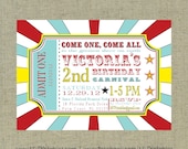 Carnival or Circus Themed Custom Printable Birthday Invitation