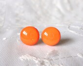Orange Studs - Orange Earrings - Orange Resin Studs