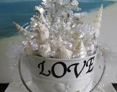 Seashell Silver Coral Beach Wedding Light Up- Battery Pack- Centerpiece-Bubbles and Pearls Wedding Decor