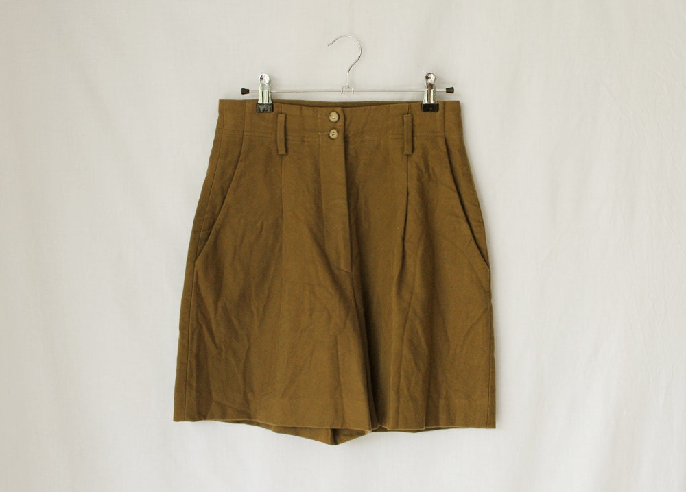 Vintage Shorts // High waisted // Brown Tailored Shorts // 80s - 90s // Small