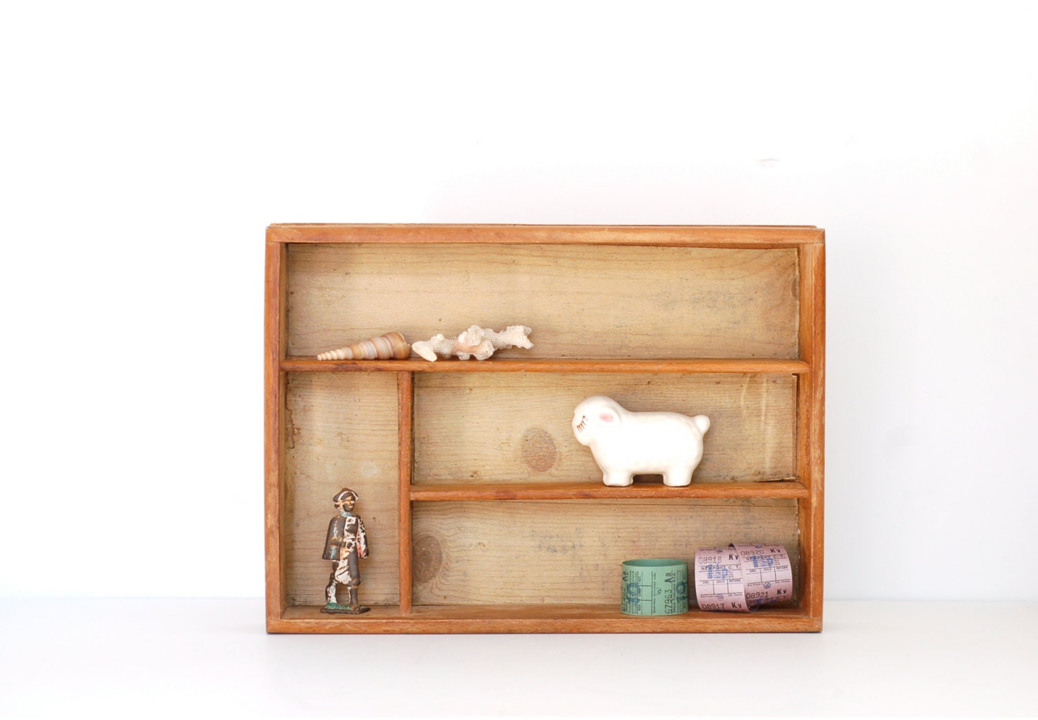 Vintage Rustic Wood Divided Box