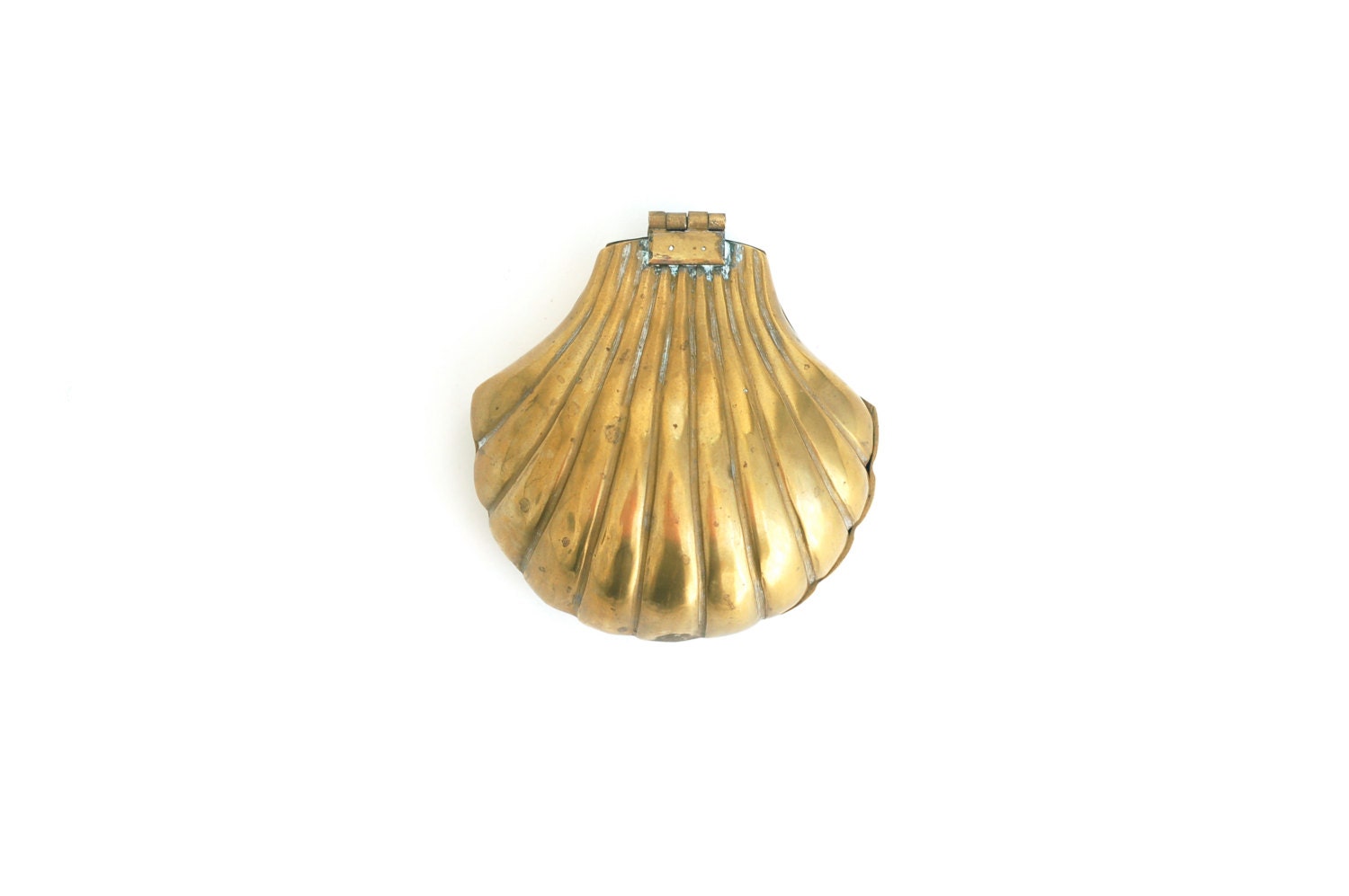 Vintage Brass Clam/Scallop Shell Hinged Dish