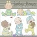 Cute Baby Boy Digital Clip Art Set -Personal and Commercial- sleeping baby, football, lady bug