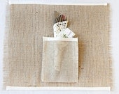 Burlap place mats - ivory satin edged wedding decor - set of 4