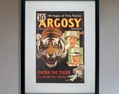 Pulp Argosy Magazine Cover "Enter the Tiger" Poster - 13x19 Print
