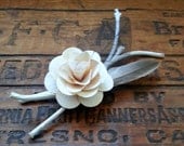 Classic Woodland Birch Rose Boutonniere