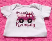 Applique Purple Firetruck Daddy's Girl Onesie or T-Shirt