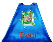 Boy's Cape,  Embroidered Super Why Personalized with Monogram Royal Blue