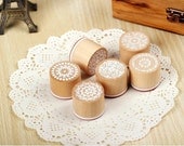 6 Piece Set Wooden Round Seal Rubber Stamp
