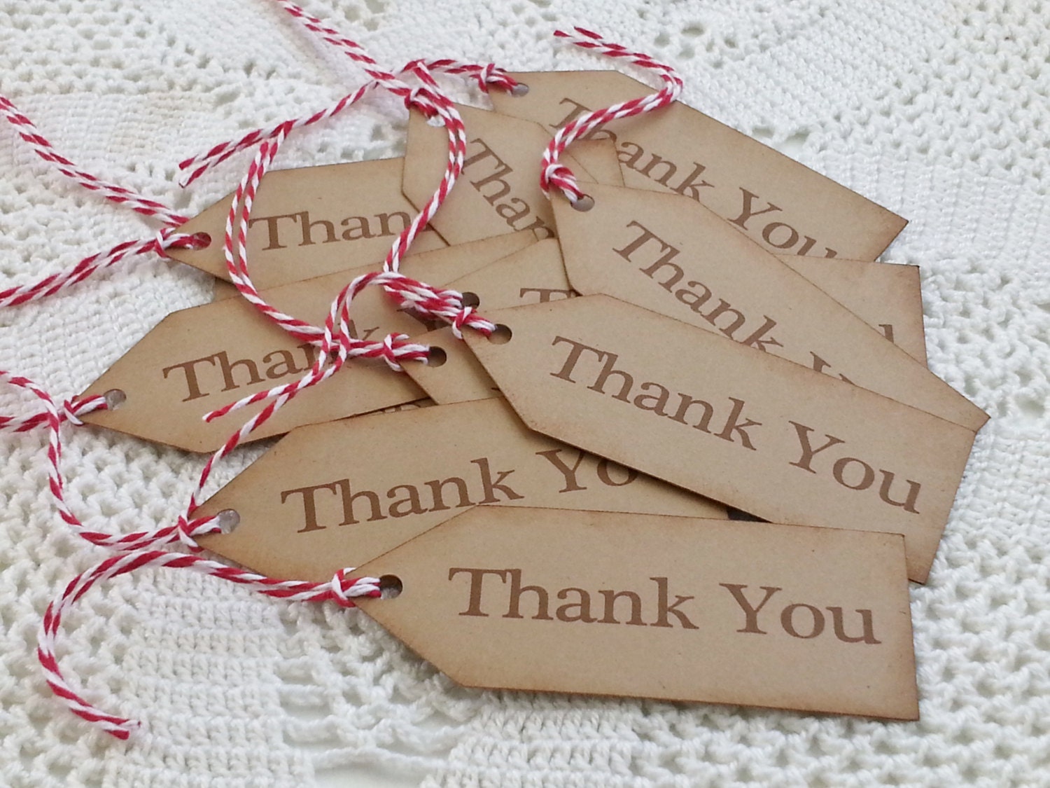 Set of 30 Primitive Style Rustic Thank You Tags