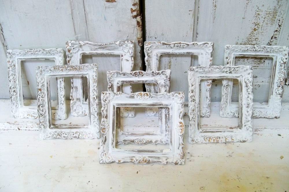Wedding frames shabby chic white grouping vintage ornate distressed French farm house home anita spero