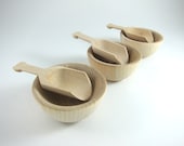 3 Wood Scoop and Bowl Sets - Unfinshed Wood Scoop - Party Favor, Candy Buffet, Waldorf-inspired Play