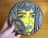 Teardrop Lullaby Yellow - Original Wall Art - Round Wood Ornament